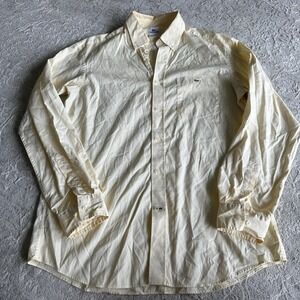 Lacoste Button Down Shirt Men's 40 Yellow Pocket Long‎ Sleeve Cotton